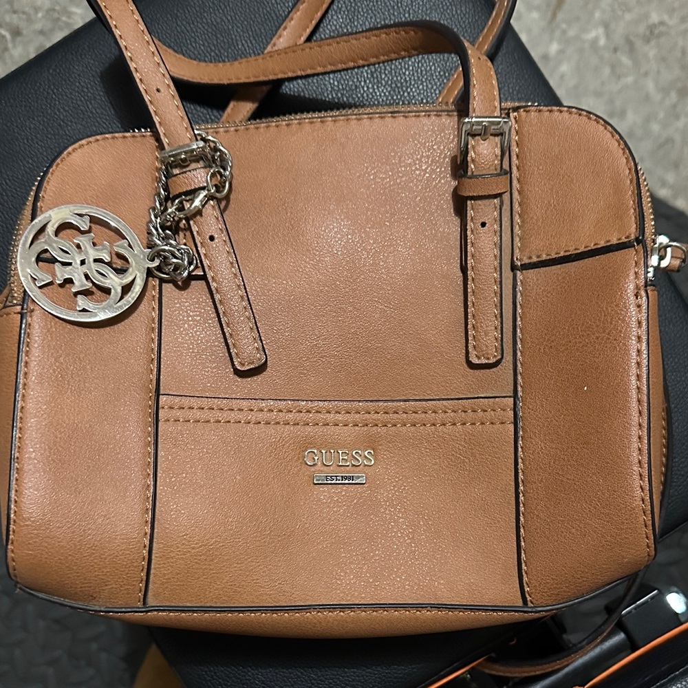 Guess Brown Crossbody Bag with Logo Charm